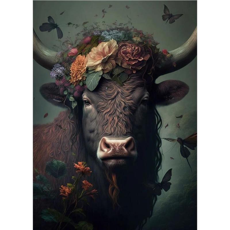 Vintage Animals In the Jungle, Flowers, Canvas, Painting, Poster Printing, Peacock, Tukan, Parrot, Elephant, Monkey, Wall Painting