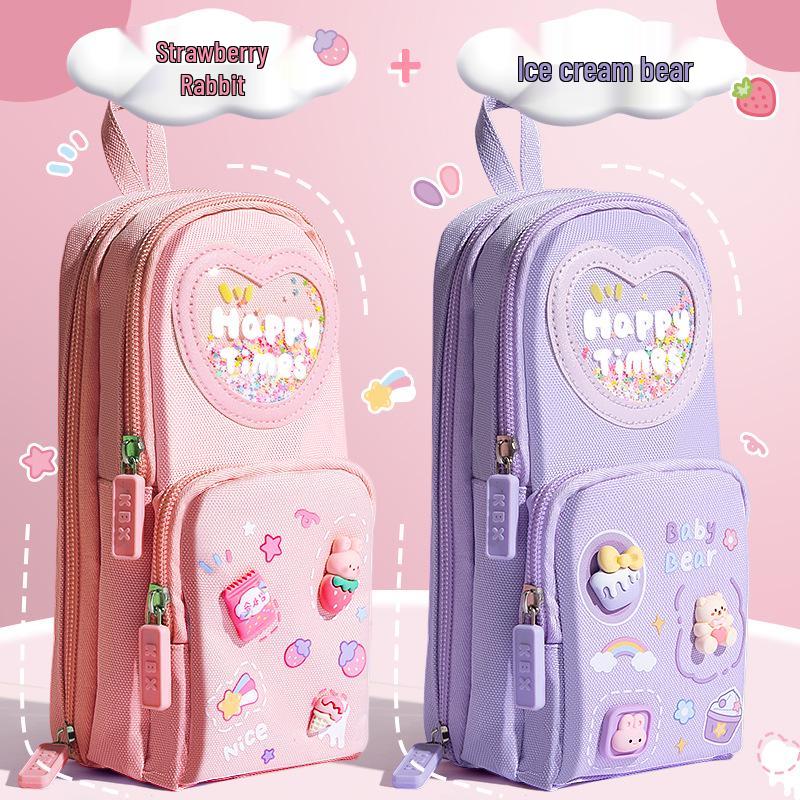 Kaba Bear Girls' Large Capacity Pencil Case - Elementary School Stationery Bag