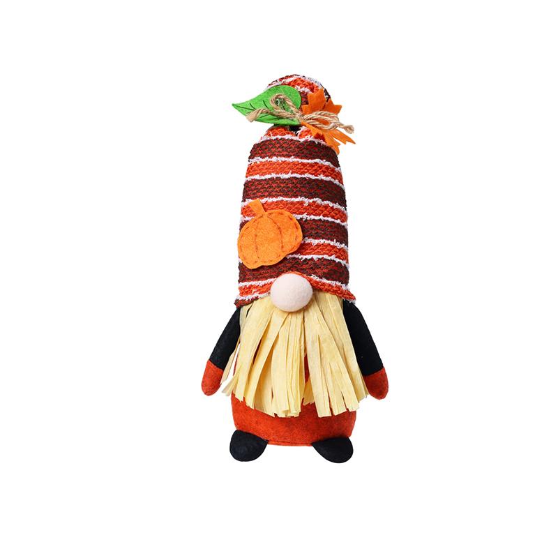 10.6/11.8inch Fall Gnomes Plush Decoration Orange Thanksgiving Gnome Elf Dwarf Figurine With Faux Straw Beard Banner And Pumpkin
