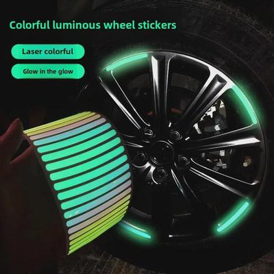 Adesivos refletivos para rodas de carros: Tiras de pneus luminosas personalizadas para decoração de motocicletas e carros elétricos.