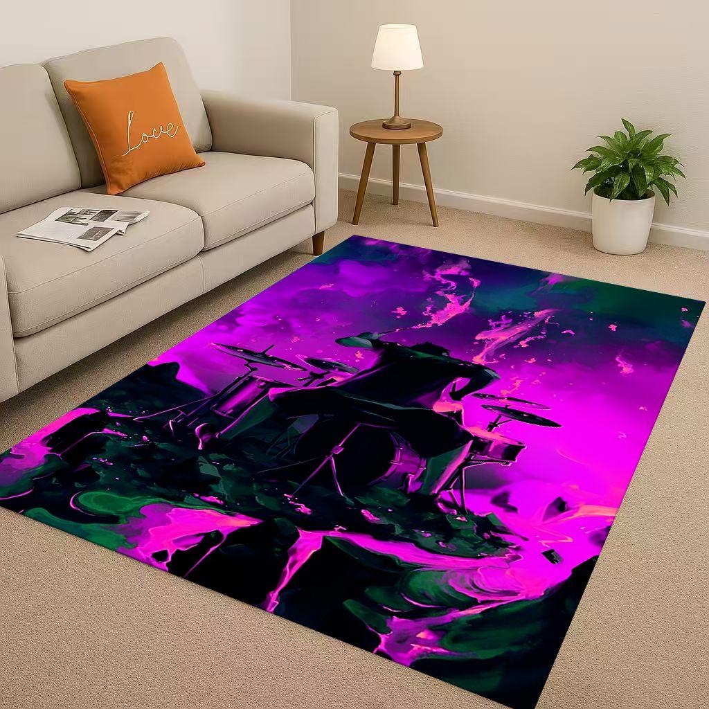 Classic Drum Kit Drum Set Rock Music Instruments Living Room Non-Slip Area Rug Carpet for Bedroom Playroom Sofa,Home Doormat