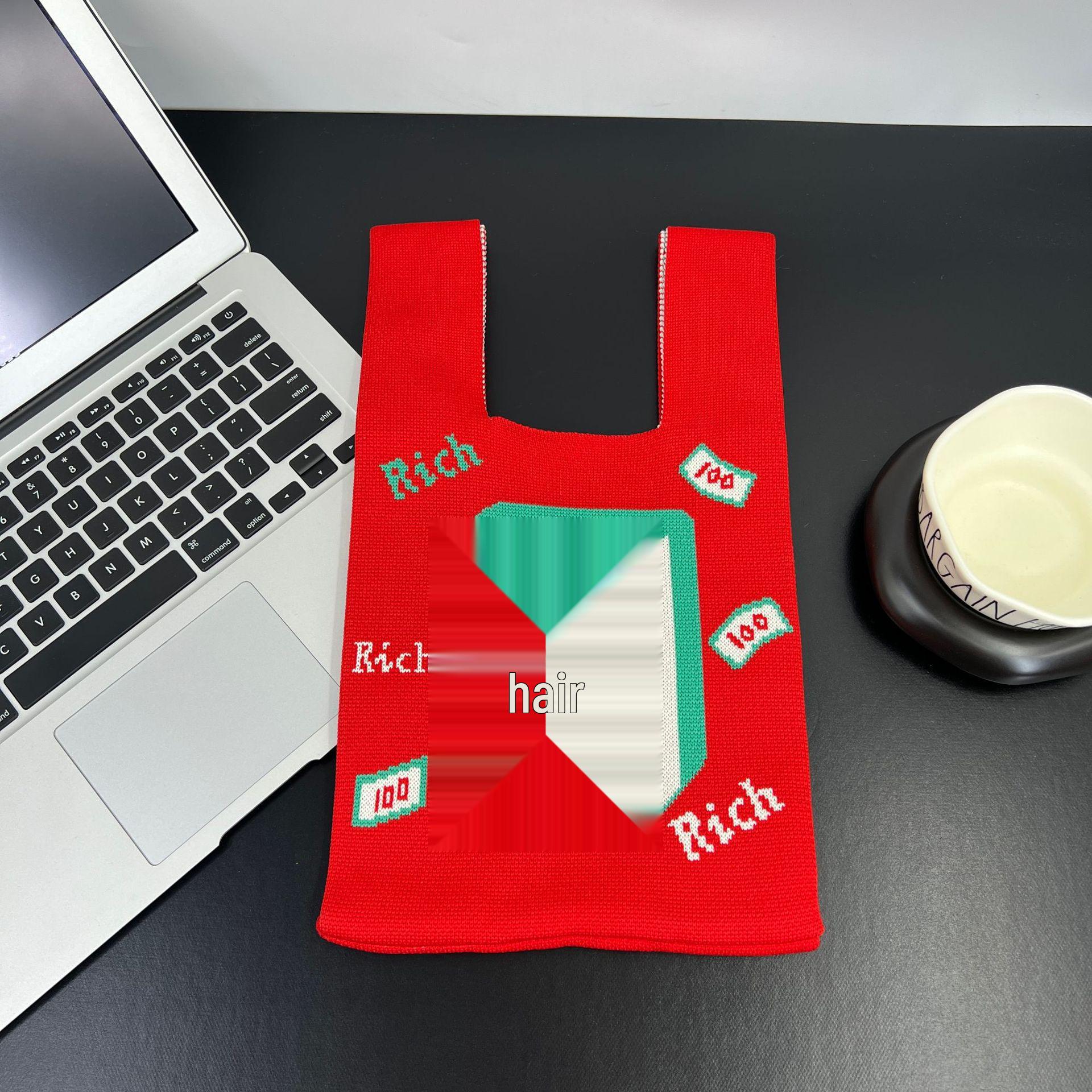 

Национальный стиль 2025 Красная вязаная праздничная сумка-тоут подарок на Новый год молодоженам