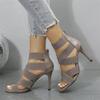 Europe and America 22 Summer Large Size High-heeled Sandals Stiletto Cross Elastic Band Rear Zipper Sexy Sandals