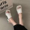 Hongkai~ Summer 2024 European and American fashion high-heeled sandals simple word daily square head middle heel slippers women's sandals