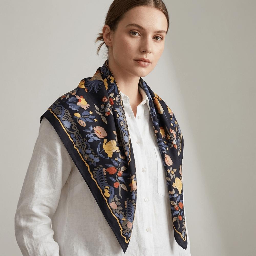 Imitation Silk Floral Triangle Scarf Polka Dot Decorative Headscarf Versatile Belt Scarf Travel