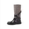 Galoa~ Vintage Belt Buckle Pile Boots Women's Maillard Western Cowboy Boots Knight Boots Long Boots Tall Boots
