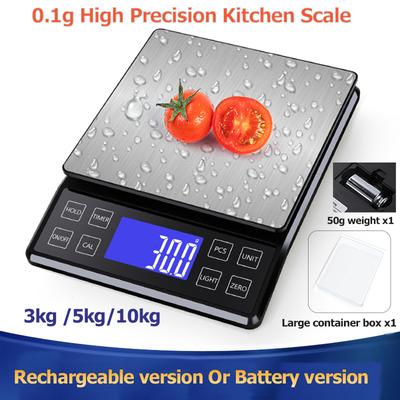 Dijital Mutfak Terazisi 0.1g Yüksek Hassasiyetli 3kg/5kg/10kg Ev Su Geçirmez Paslanmaz Çelik Elektronik Terazi Gıda Tartım Terazisi