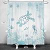 Blue Sea Turtle and Jellyfish Pattern Waterproof Shower Curtain 180x200cm - Ocean Life Print Bath Curtain for Kids Room Decor
