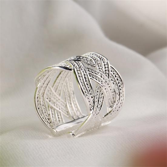 Ring Opening Ethnic Style Artificial Silver Plated Women Fashion Mesh Finger Ring for Wedding Party