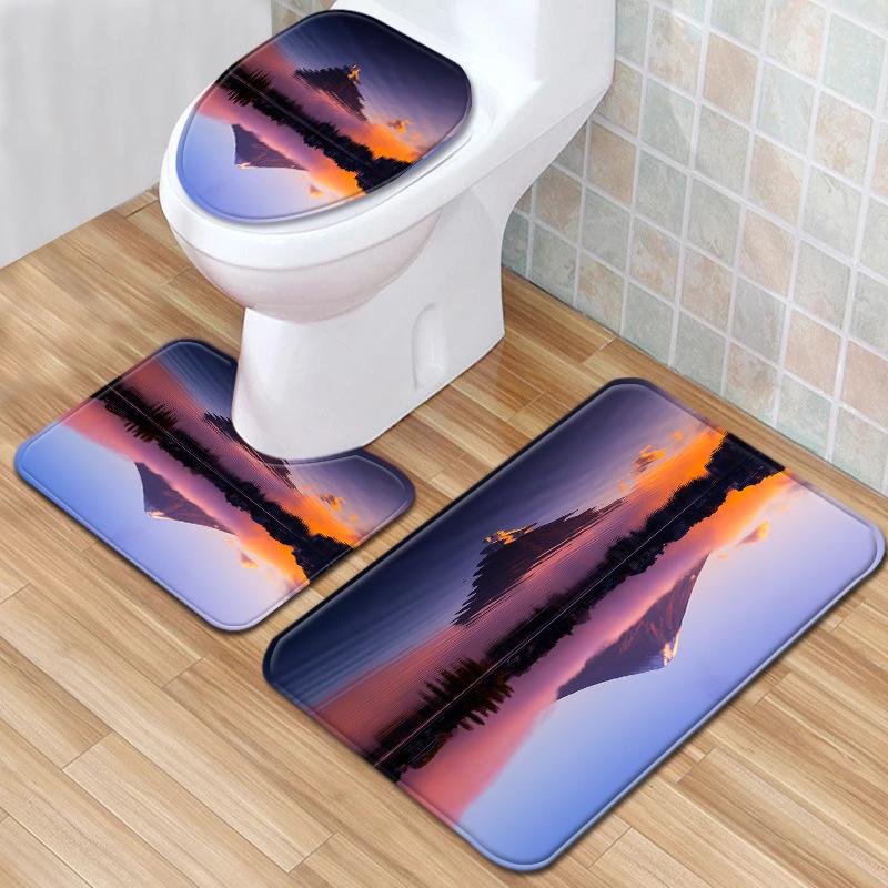 Landscape Bathroom Floor Mat Toilet Three-Piece Set