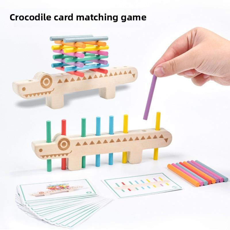 Crocodile Wooden Montessori Puzzle Toy Motor Skill Train Kids Educate Early