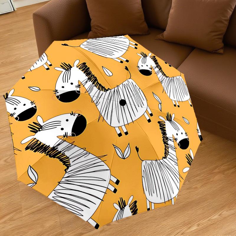 1PC Zebra Orange Umbrella-8-Rib Reinforced Portable Folding Travel Suitable for All Seasons Outdoor Daily Use-G346