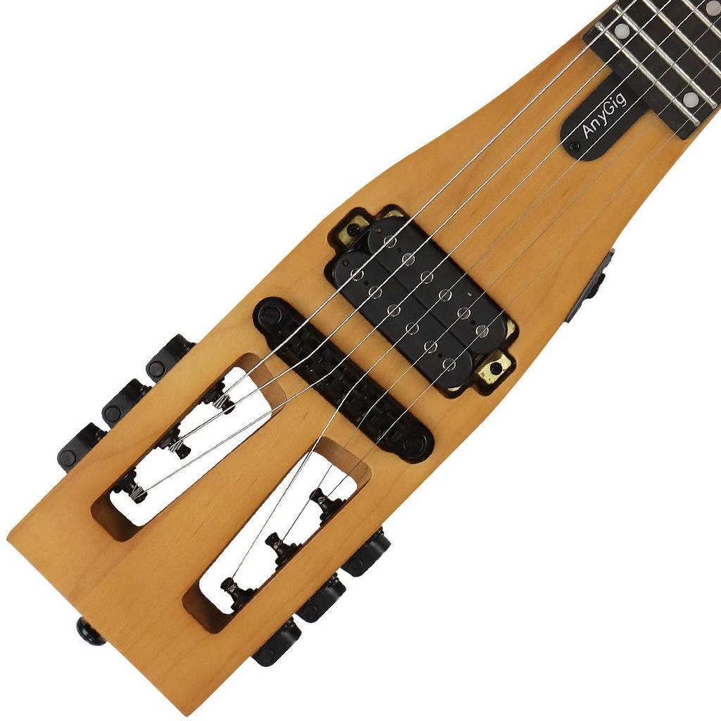 Anygig Portable Travel Electric Guitar, 82cm, 1.6kg, Brown, 25.5" Full-Scale, Right-Handed, with Gig Bag