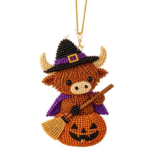 DIY Highland Cow Beading Kit Cute 3d Cow Bead Craft Pendant with Colorful Beads