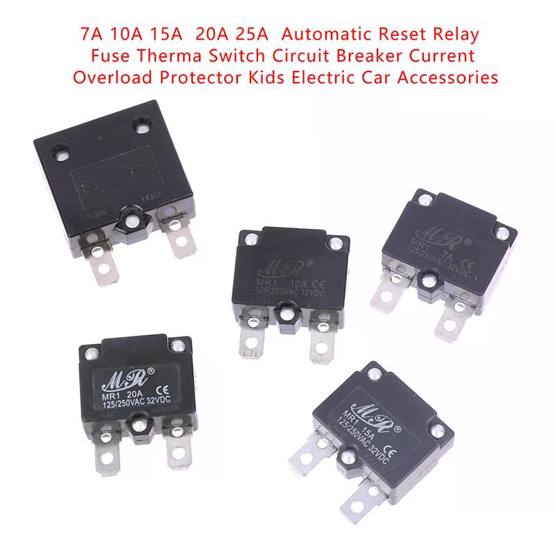 7a 10a 15a Automatic Reset Relay Fuse Therma Switch Circuit Breaker Current Overload Protector Kids Electric Car Accessories