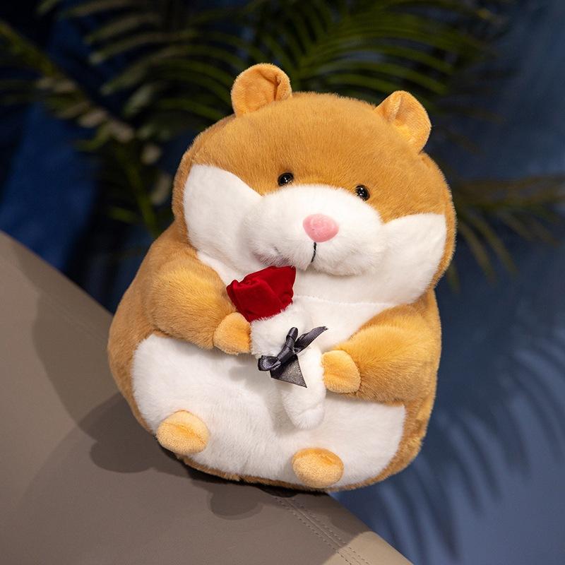 

Cute cute rose hamster doll plush toy chubby little hamster doll girl soothing doll 17cm（0.18kg）