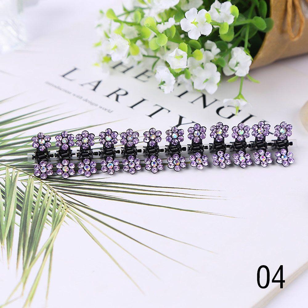 Fashion Glitter Flower No-Slip Grips Girls Rhinestone Hair Clips Mini Hair Claws Metal Clamps