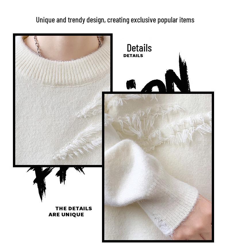 Autumn Winter Men's Solid Color Casual Knit Sweater - Stylish, Loose, Versatile.