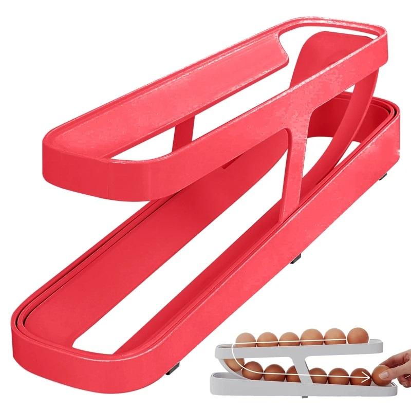 Automatic Scrolling Egg Rack Holder Storage Box Egg Basket Container Organizers Rolldown Refrigerator Eggs Dispenser For Kitchen