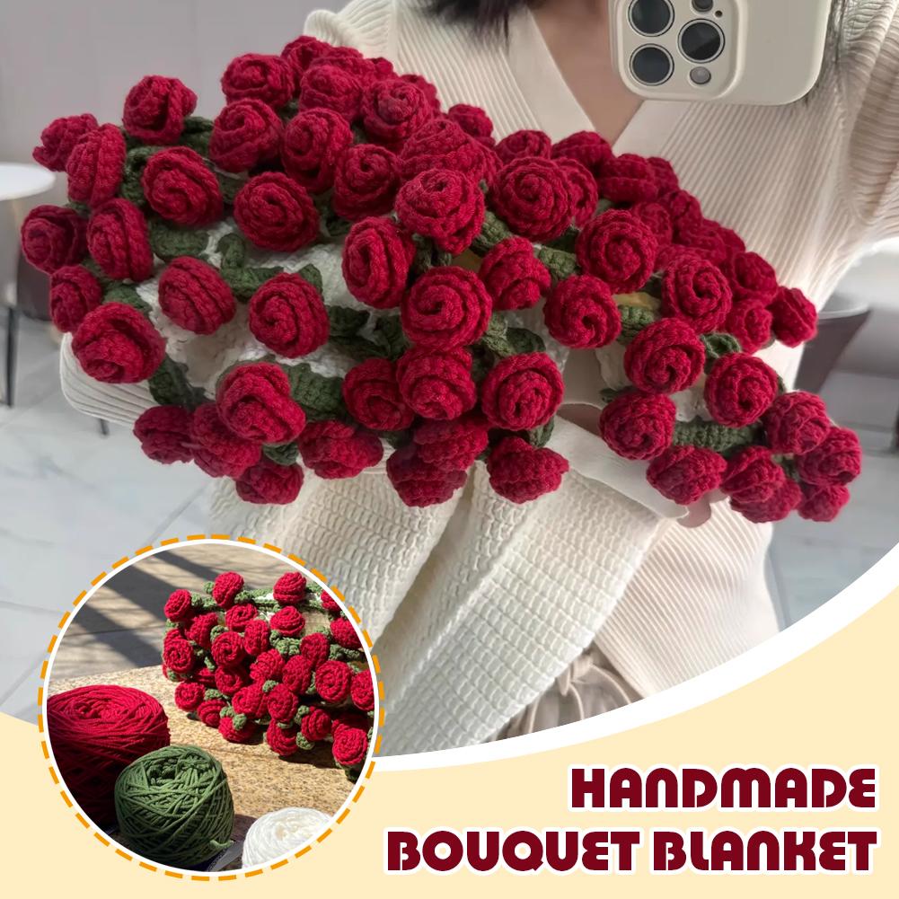 Crochet Flower Blanket Handmade Rose Bouquet Blanket Decor Home Blanket Bouquet Throw Majalis 0 J2E2