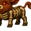 Halloween Skeleton Highland Cow Statue Spooky Red Eyes Highland Cattle Figurine Sculpture Home Office Desktop Decoration Ornament