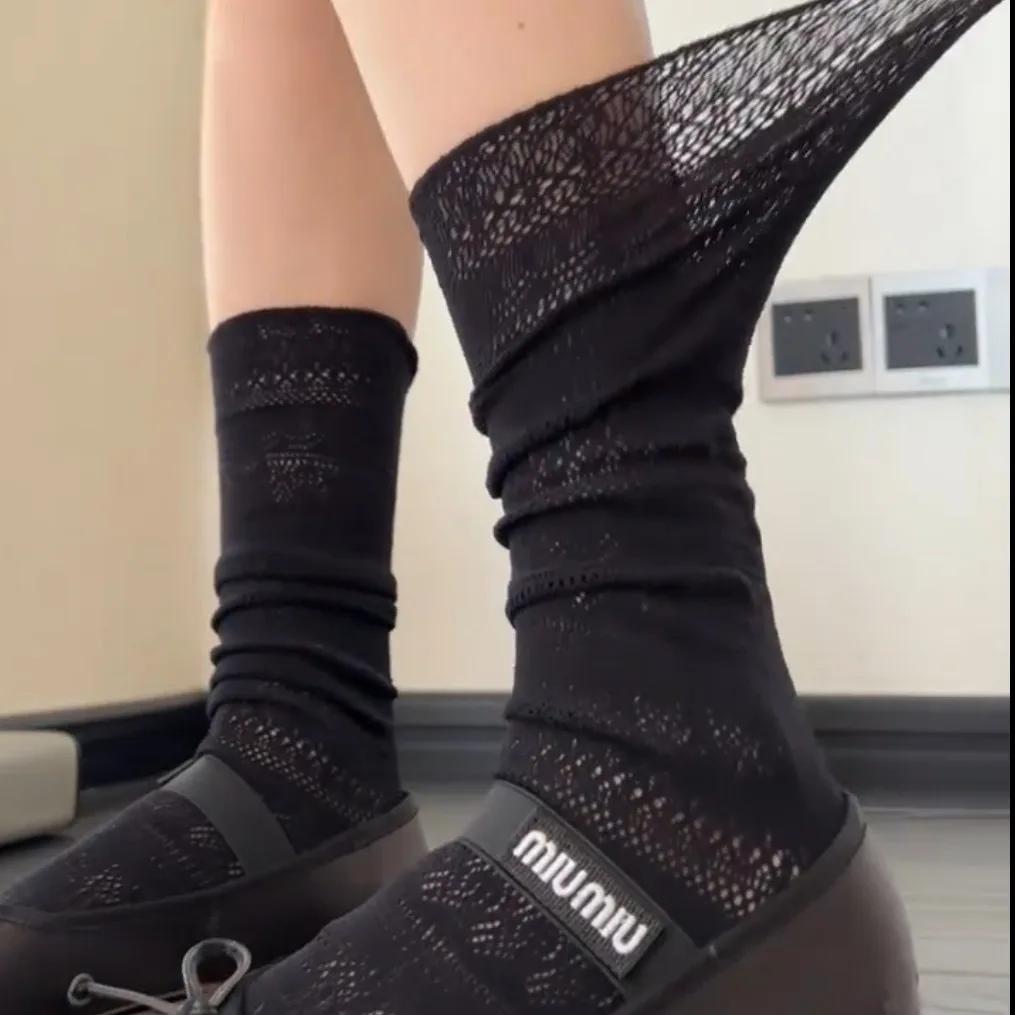 Sweet Lolita Lace Hollow Long Socks Women Girls Summer Lolita Sock Casual Crew Loose Sox Mid-tube Thin Stockings Streetwears