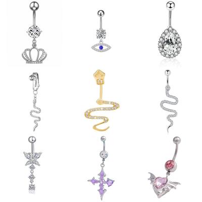 316 Stainless Steel Polished Belly Button Ring Externally Threaded Navel Piercing Body Jewelry