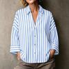 Women's Striped Lapel Button Down Long Sleeve Blouse Loose Fit for Work