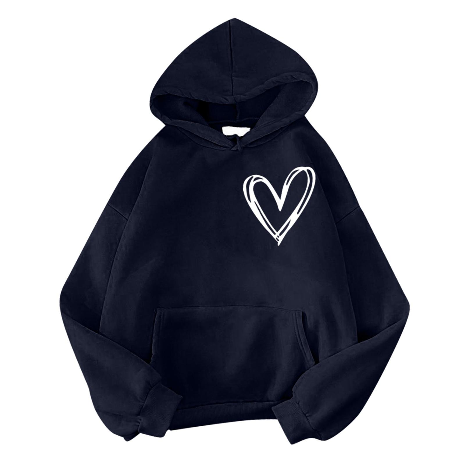 

С капюшоном плюс бархатный свитер женские повседневные свободные топы куртки пары толстовки L тёмно-синий