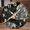 Black Marble Wooden Round Silent Hanging Wall Clock, Suitable For Living Room, Office, Study Room, Bedroom, Home Decoration