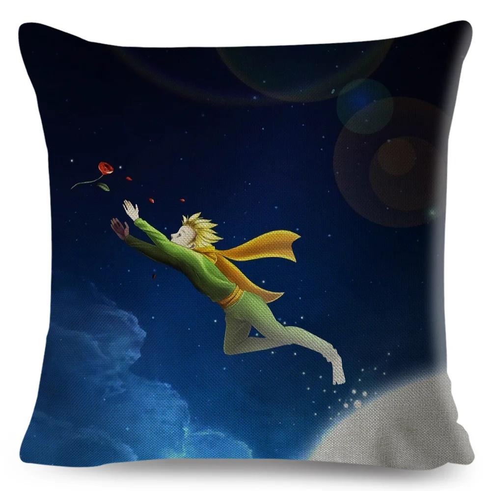 Little Prince Pillow Case Decor Cartoon France Anime Print Cushion Cover for Sofa Home Children Room Linen Throw Pillowcase