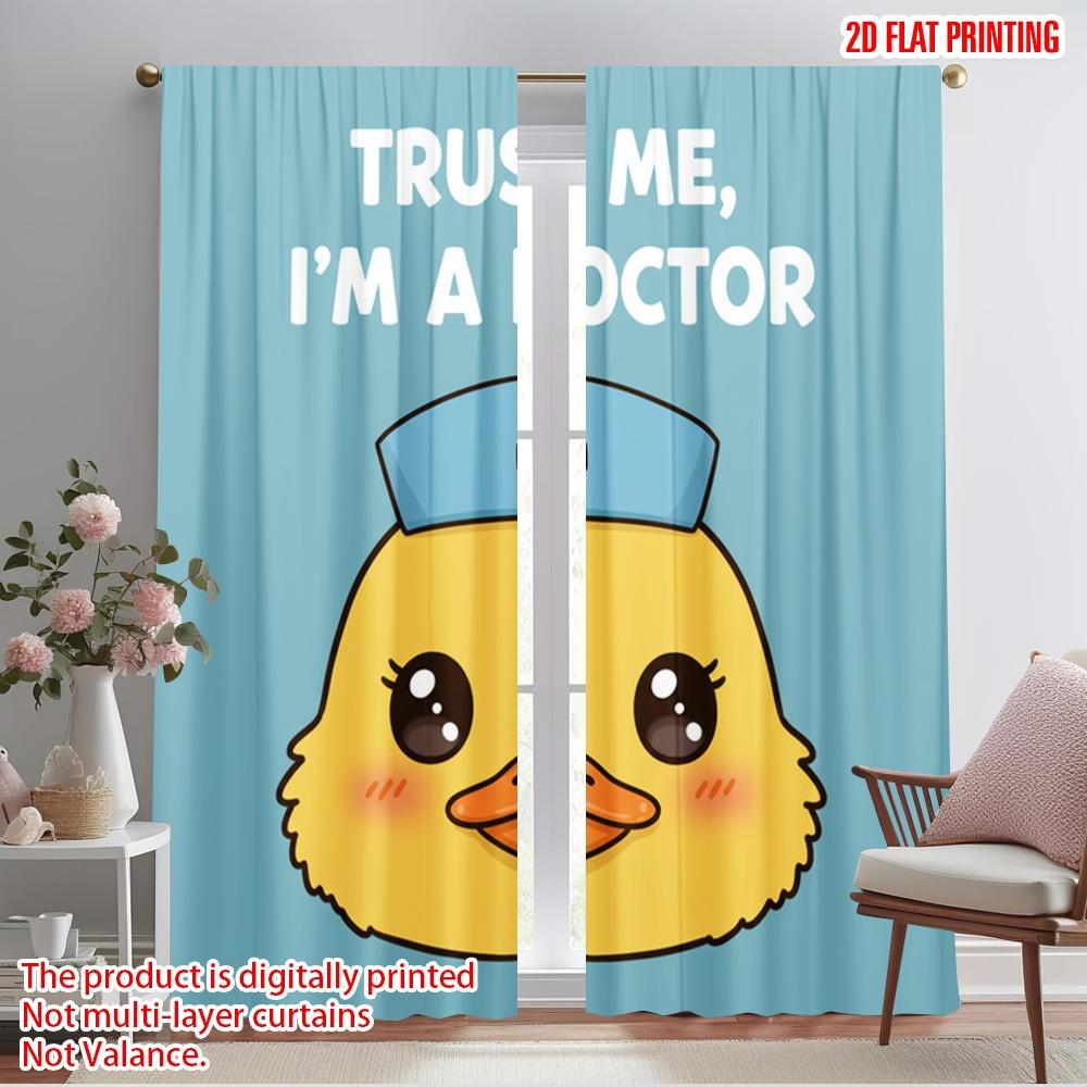 

2pcs 2D flat printing Window Treatment Curtains Trust Me I m Doctor Duck 100% Polyester Without Electricity Seasonal Party & 52.50×116.00 CM 2pcs