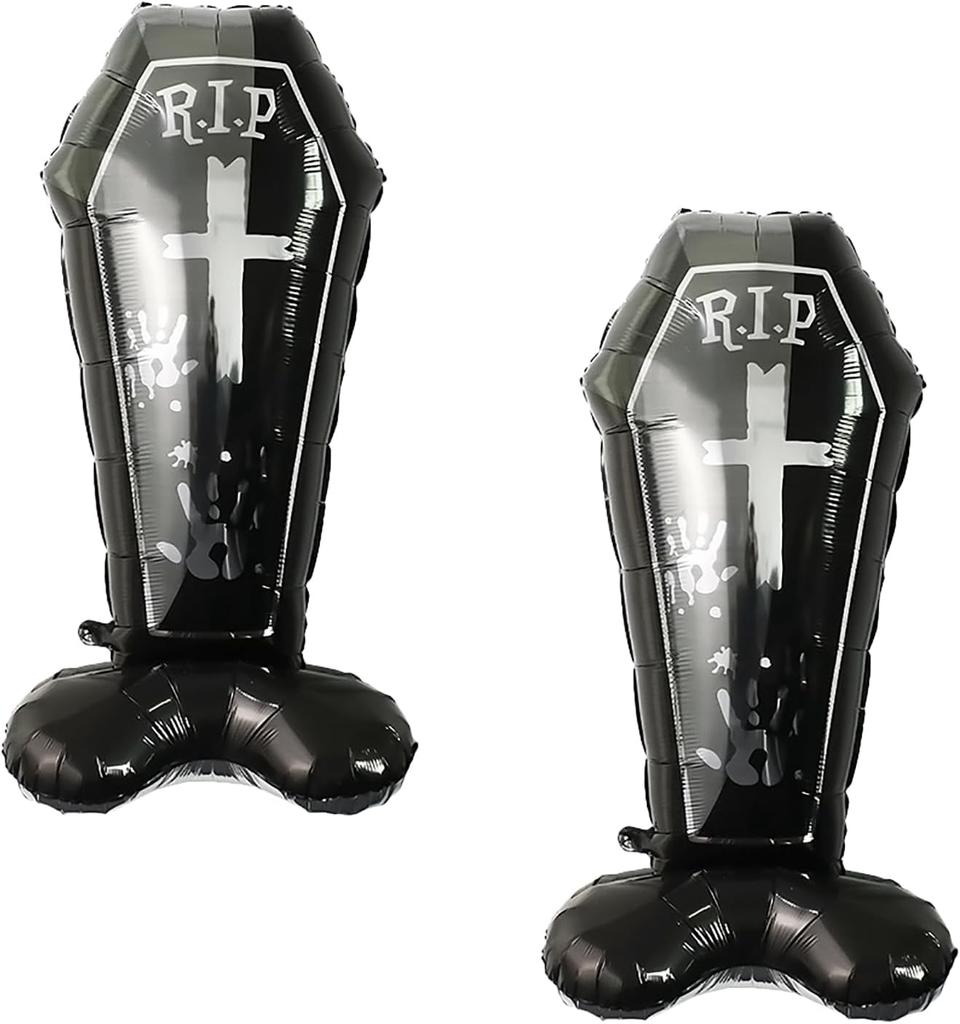 1 szt. Balon Nagrobek Halloween Trumna Balon z Folii Aluminiowej Odpowiedni na Halloween Grób Horror Dekoracje