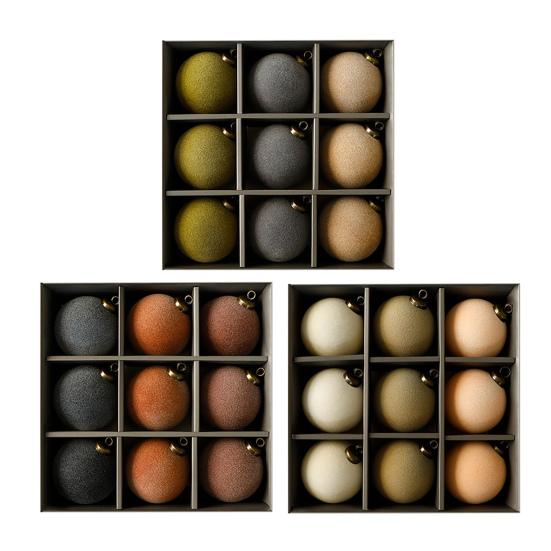 9 Pcs Velvet Christmas Balls 3.15inch Flocked Balls Xmas Tree Ornaments Shatterproof Plastic Balls Tree Hanging Decoration for Holiday Decor