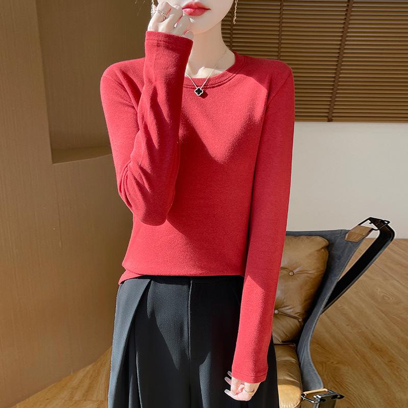 YYFS Women's Fashion Casual Solid Color Print Spring Fall Long Sleeve O-Neck Pullovers & Long Sleeves