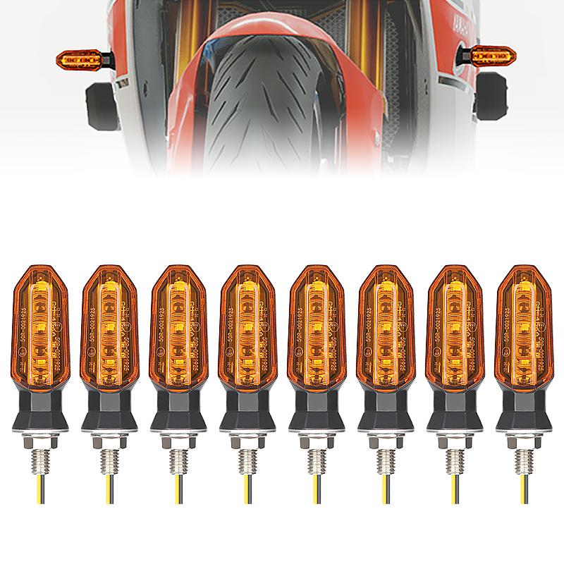Motorcycle LED Turn Signal Lights 8mm Mini Flashing Light For Honda CBR500R CBR650F CB500X CRF250L MSX125 12V Moto Indicator