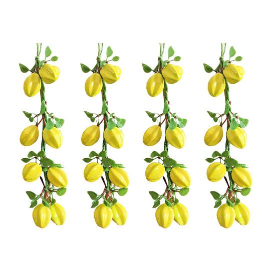 4Pcs Artificial Fruit Vegetable Garland Wall Hanging Fake Banana Strawberry Pumpkin Tomato Cucumber Chili String Farmhouse Kitchen Decoration