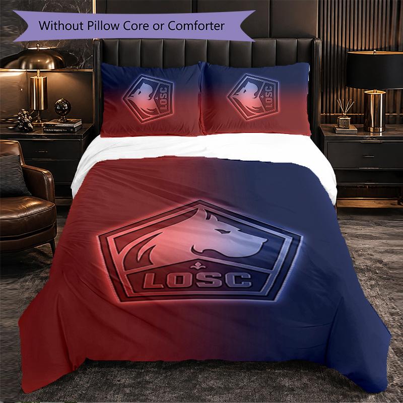 LOSC Lille FC Themed Bedding 3Pcs Duvet Cover Set Decorative Bed Linen For Teen Room Home Decoration