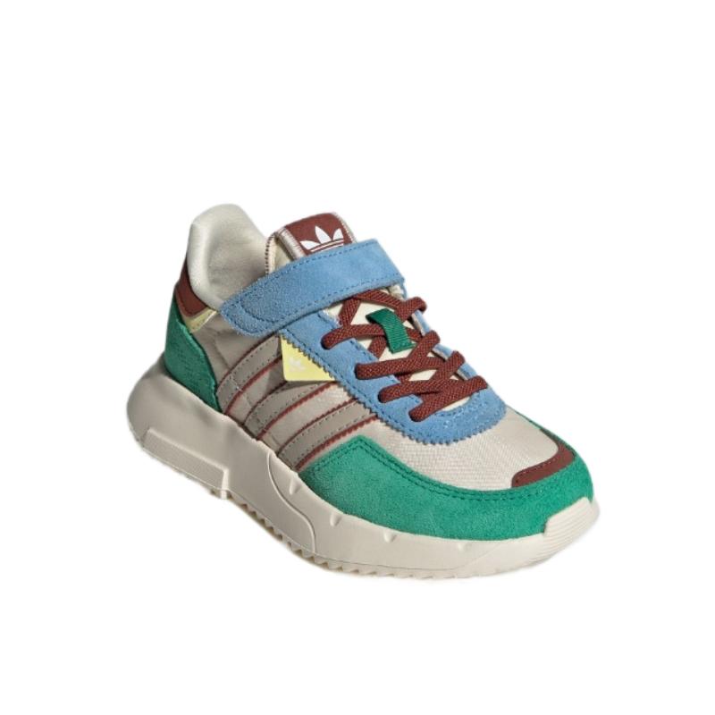 Adidas Originals Retropy F2 CF EL Classic Sweat-Absorbing Low-Top Casual Shoes Kids Sneaker Wonder-White Miracle-Brown Light-Turf-Green JR7991