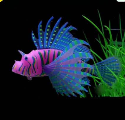 Artificial Lionfish Aquarium Decoration Luminous Realistic Fish Model for Fish Tank Landscape Aquarium Ornament One Size синий