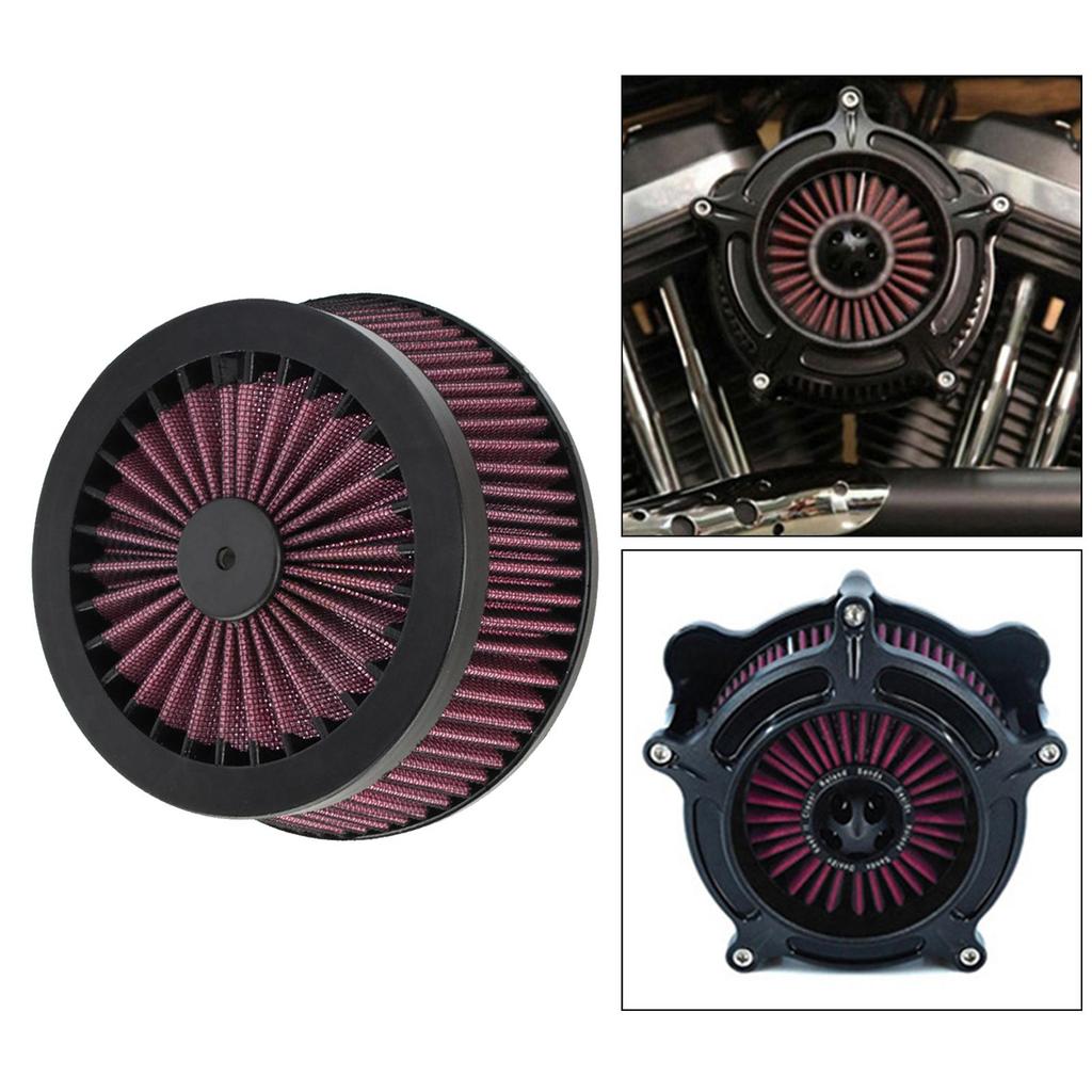 High Flow Reusable Motorcycle Air Filter Intake Cleaner Round Tall Fit for Harley Touring FXDLS Softail Sportster