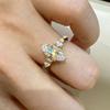 6x12mm Marquise Cut Zircon Rings for Women 100%   CopperSparkling 3 Stones Zirconia Ring Wedding Bands Jewelry Gift