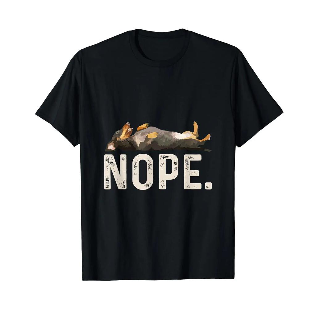 Nope Lazy Dachshund T Shirt Vintage Soft Fashion Breathable Top For Everyday Wear Streetwear Versatile Slightly