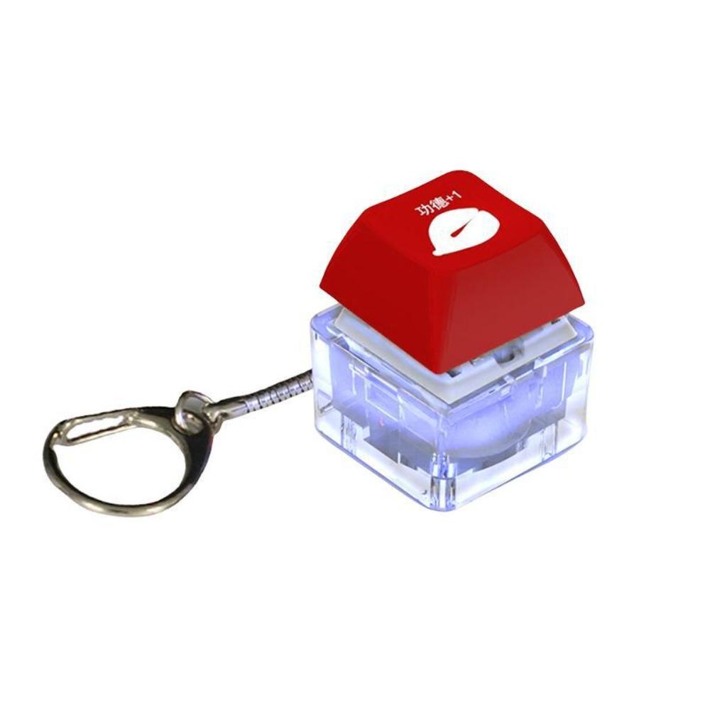 Wooden Fish Keychain Led Light Finger Keyboard Mini Fidget Button  Gift