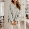 Women Casual Irregular Hem Loose Autumn Long Sleeve Sweatshirt
