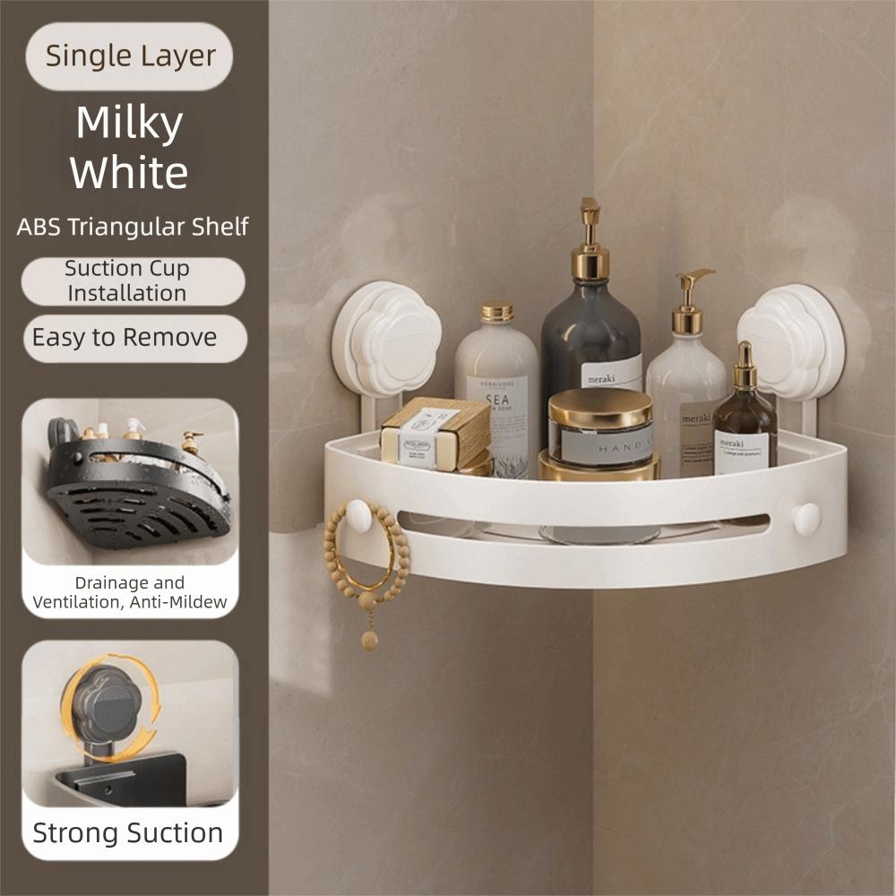 Suction Cup Bathroom Shelf Wall Mounted Without Punching Wall Corner Shelf Strong Load-bearing Bathroom Suction Cup Rack белый