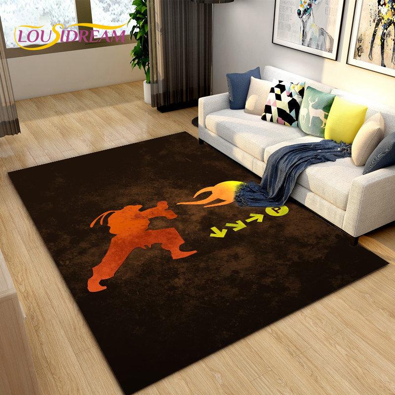 Street Fighter Retro Game Gamer Area Rug,Carpet Rug for Living Room Bedroom Sofa Doormat Decoration, Kid Play Non-slip Floor Mat