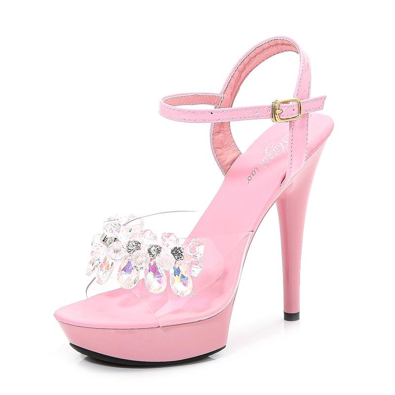 Sandals Women'S Newest Summer Fashion 13Cm Ultra-High Heel Sandals Candy Sexy Sandals Crystal Stiletto Women High Heels2022