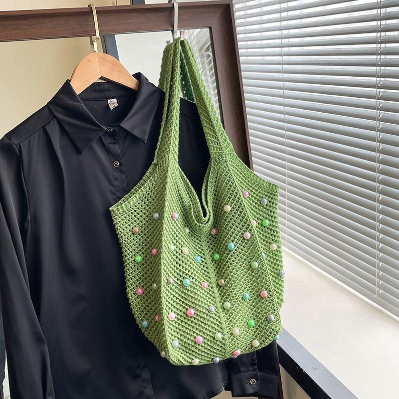 Fashion woven portable tote bag women's bag summer hollow foreign style shoulder bag casual armpit bag