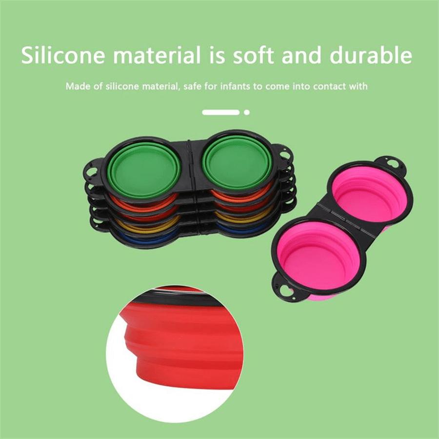 2 In 1 Dog Bowl Portable Foldable Pet Double Bowl Collapsible Silicone Water Bowls For Dog Outdoor Travel Puppy Food Container Water Bottle Camping